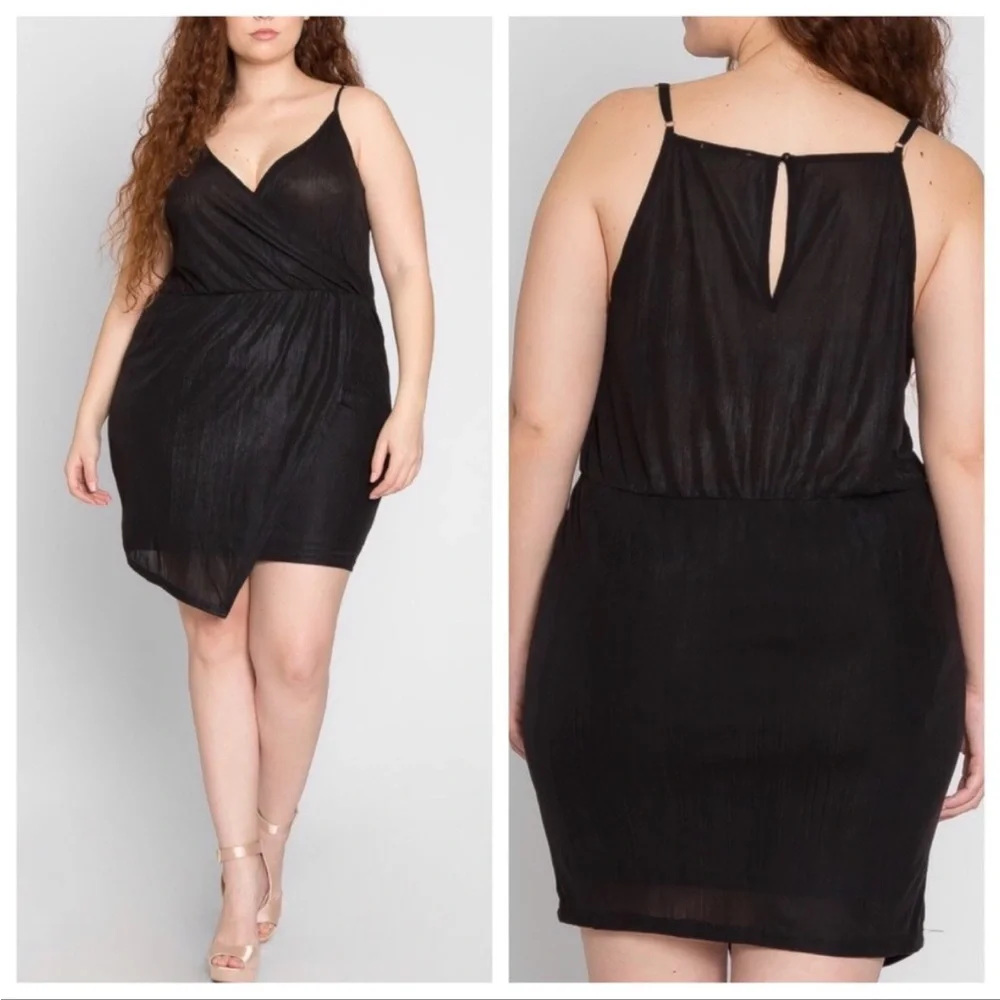 NEW•1X-2X•SUGARED
+ BRONZED MODERN LAYERED LITTLE BLACK DRESS - Picture 2 of 16